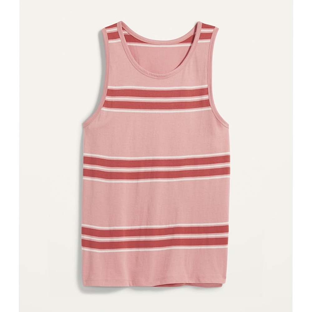 Old Navy Men’s Soft Washed Jersey Tank Top Fourth of July Red Pink White Stripes